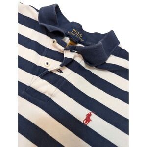 Polo Ralph Lauren Boys Striped Polo‎ Shirt Size M 10-12 Navy White Cotton